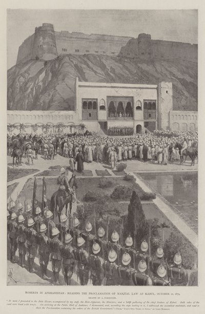Roberts in Afghanistan, Reading the Proclamation of Martial Law at Kabul, 12 October 1879 by Amedee Forestier